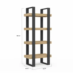 Étagère bibliothèque noire et bois 160 cm*IDMarket Discount