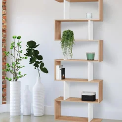 Étagère blanc et bois en S 6 niveaux*IDMarket New