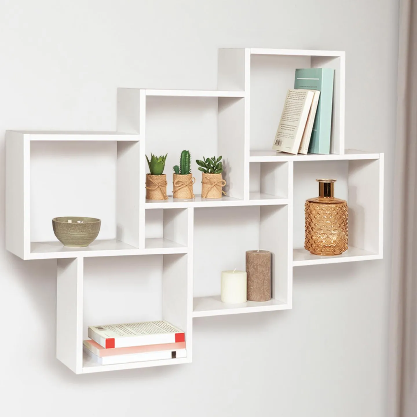 Étagère blanche murale avec 8 cubes*IDMarket Sale