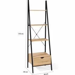 Étagère échelle industrielle 4 niveaux avec tiroir*IDMarket Discount