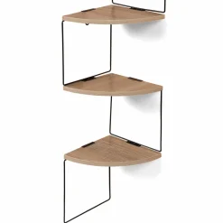 Étagère d'angle murale industrielle 5 niveaux bois et métal noir*IDMarket Clearance