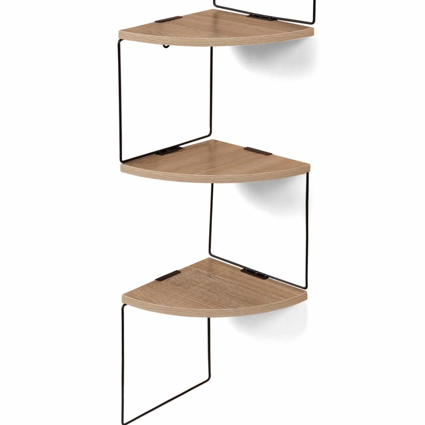 Étagère d'angle murale industrielle 5 niveaux bois et métal noir*IDMarket Clearance