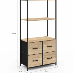 Étagère design industriel avec tiroirs en tissu*IDMarket Online