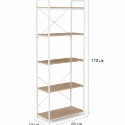 Étagère industrielle bois et métal blanc 5 niveaux*IDMarket Clearance