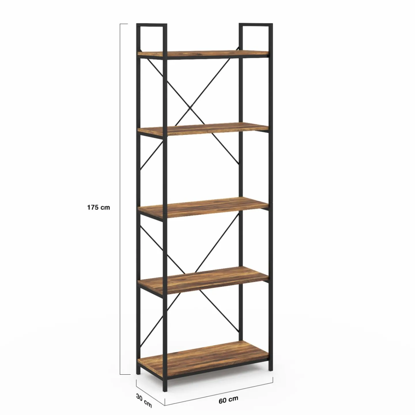 Étagère industrielle effet vieilli 5 niveaux 170 cm*IDMarket