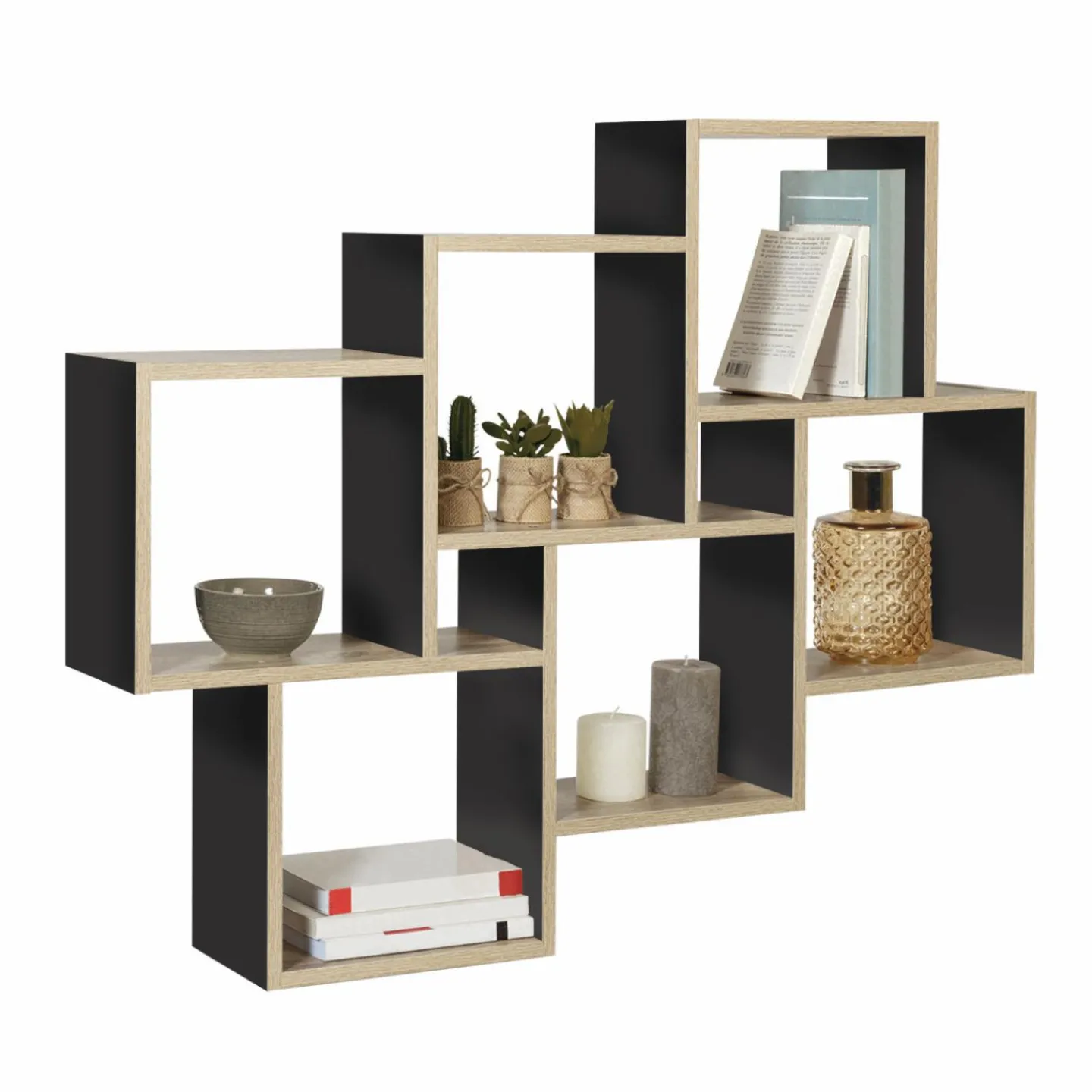 Étagère murale bois et noir double position*IDMarket Hot