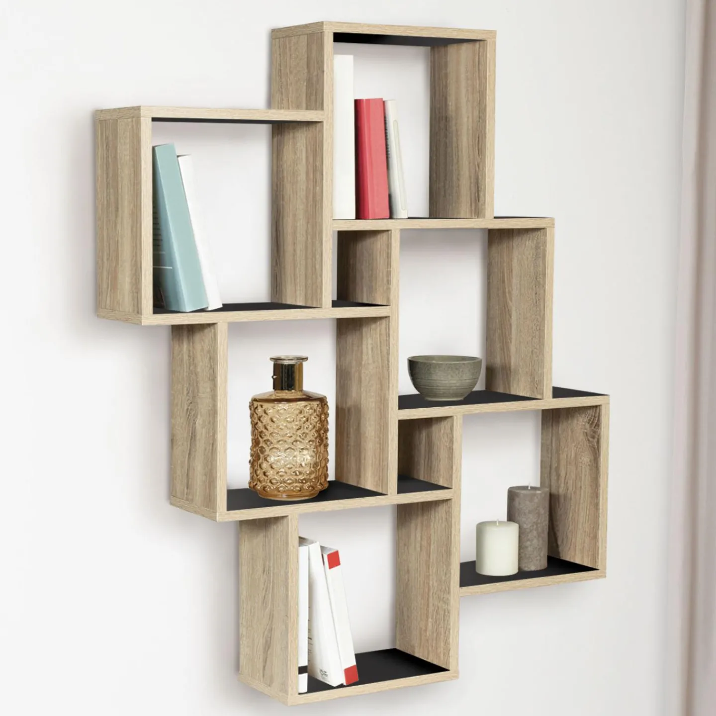 Étagère murale bois et noir double position*IDMarket Hot