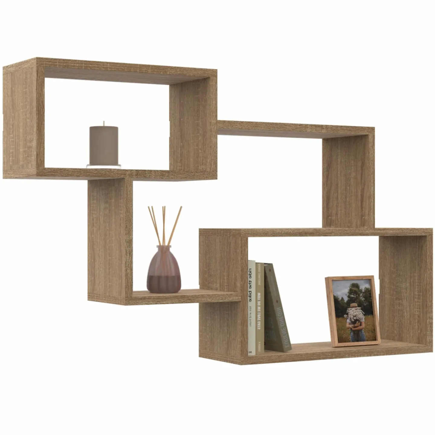 Étagère murale bois façon hêtre double position*IDMarket New