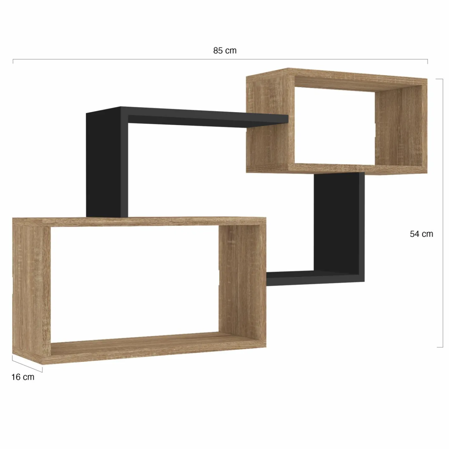 Étagère murale bois façon hêtre et noir double position*IDMarket Sale