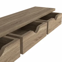 Étagère murale console d'entrée bois façon hêtre 3 tiroirs*IDMarket New