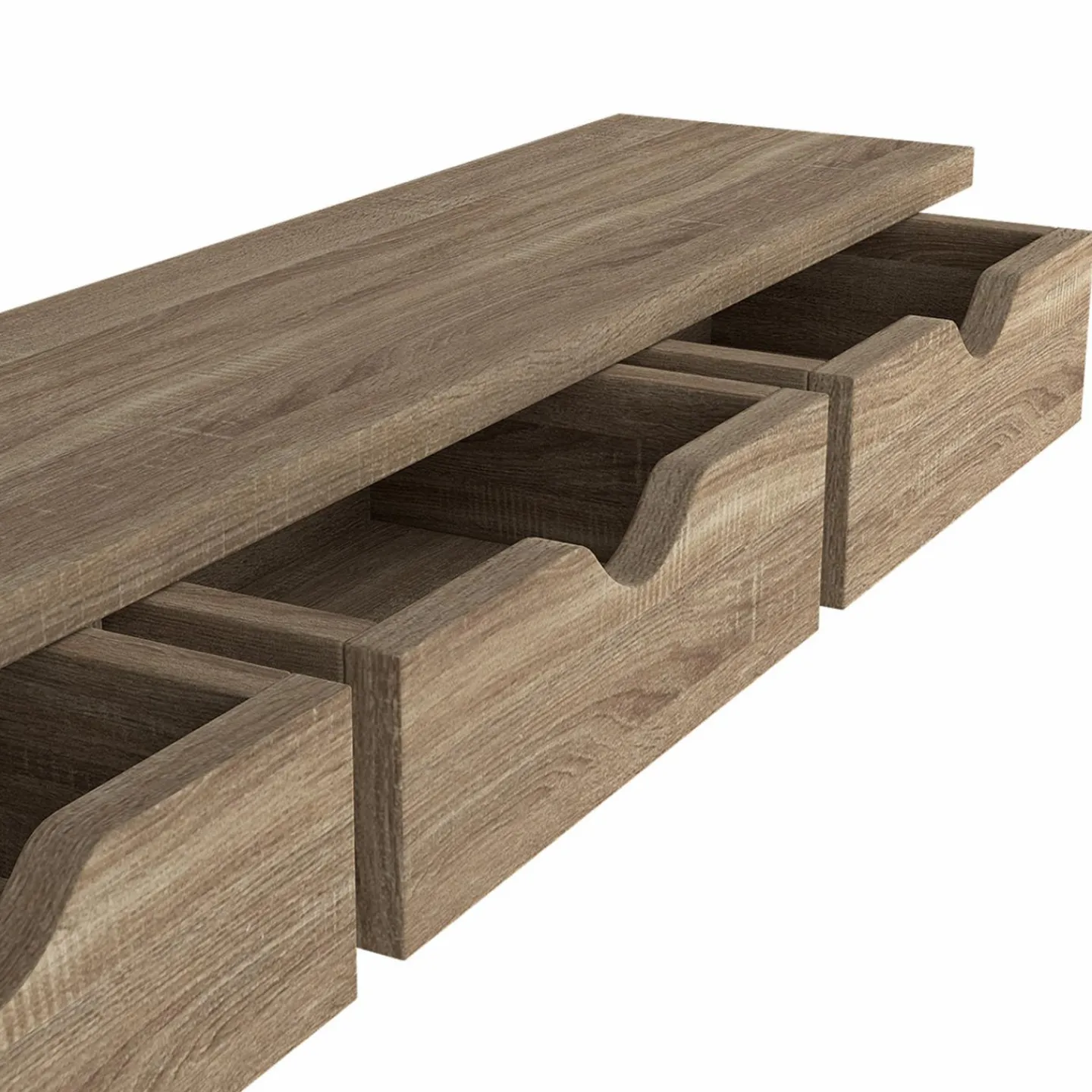 Étagère murale console d'entrée bois façon hêtre 3 tiroirs*IDMarket New