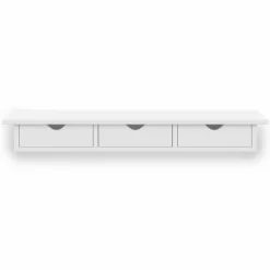 Étagère murale console d'entrée bois blanc 3 tiroirs*IDMarket Outlet
