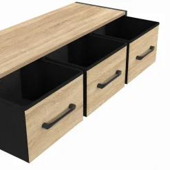 Étagère murale console d'entrée 3 tiroirs design industriel*IDMarket New