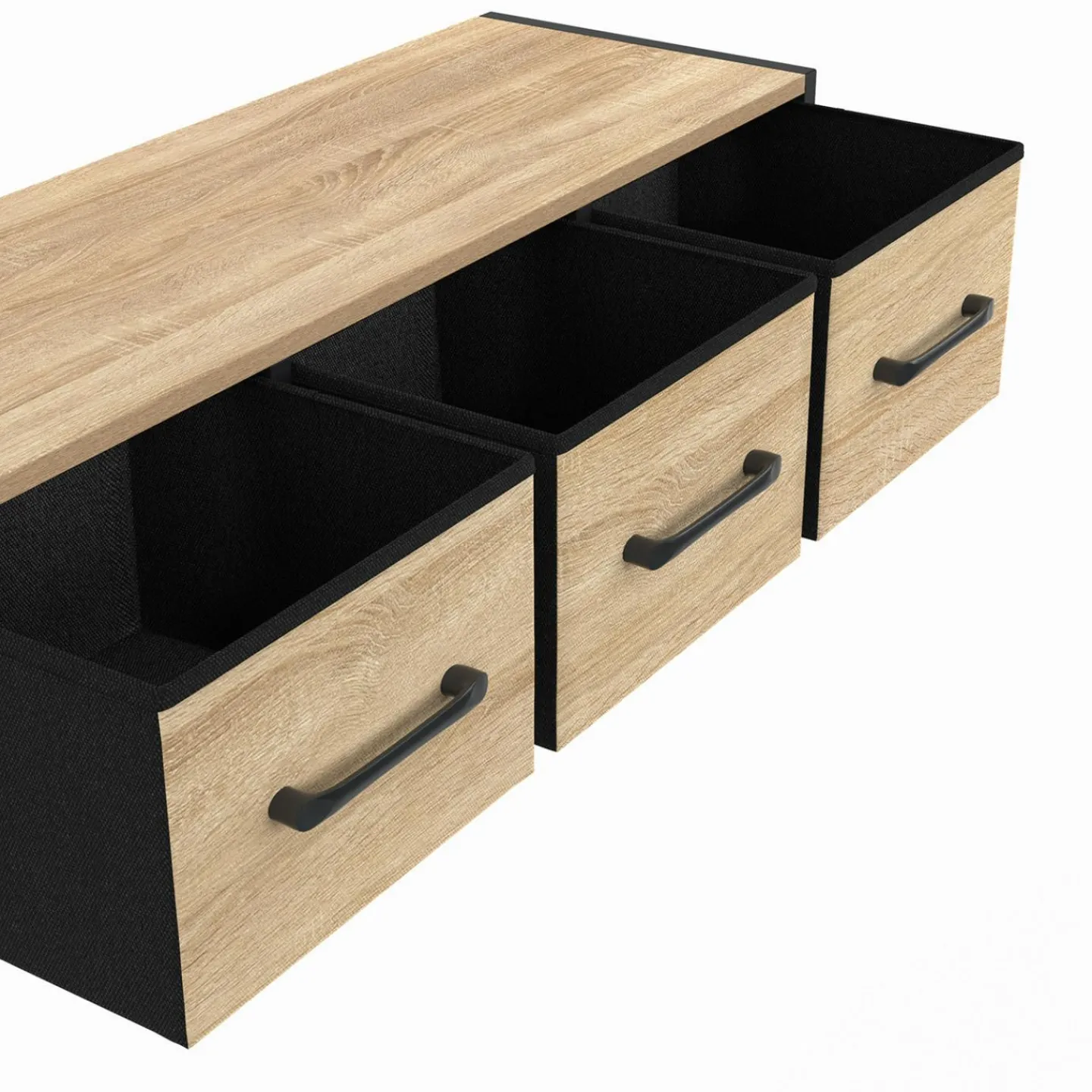 Étagère murale console d'entrée 3 tiroirs design industriel*IDMarket New