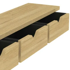 Étagère murale console d'entrée effet bois et noir 3 tiroirs*IDMarket Clearance