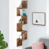 Étagère murale d'angle 5 niveaux façon bois vieilli*IDMarket New