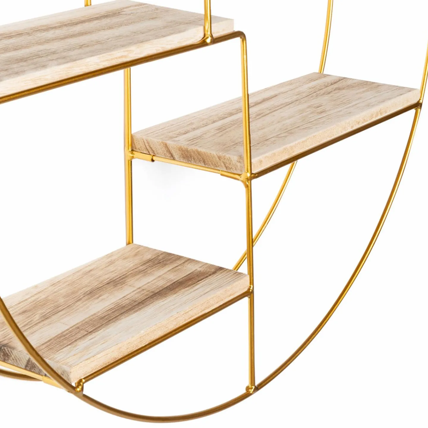 Étagère murale métal doré et bois ronde*IDMarket Outlet