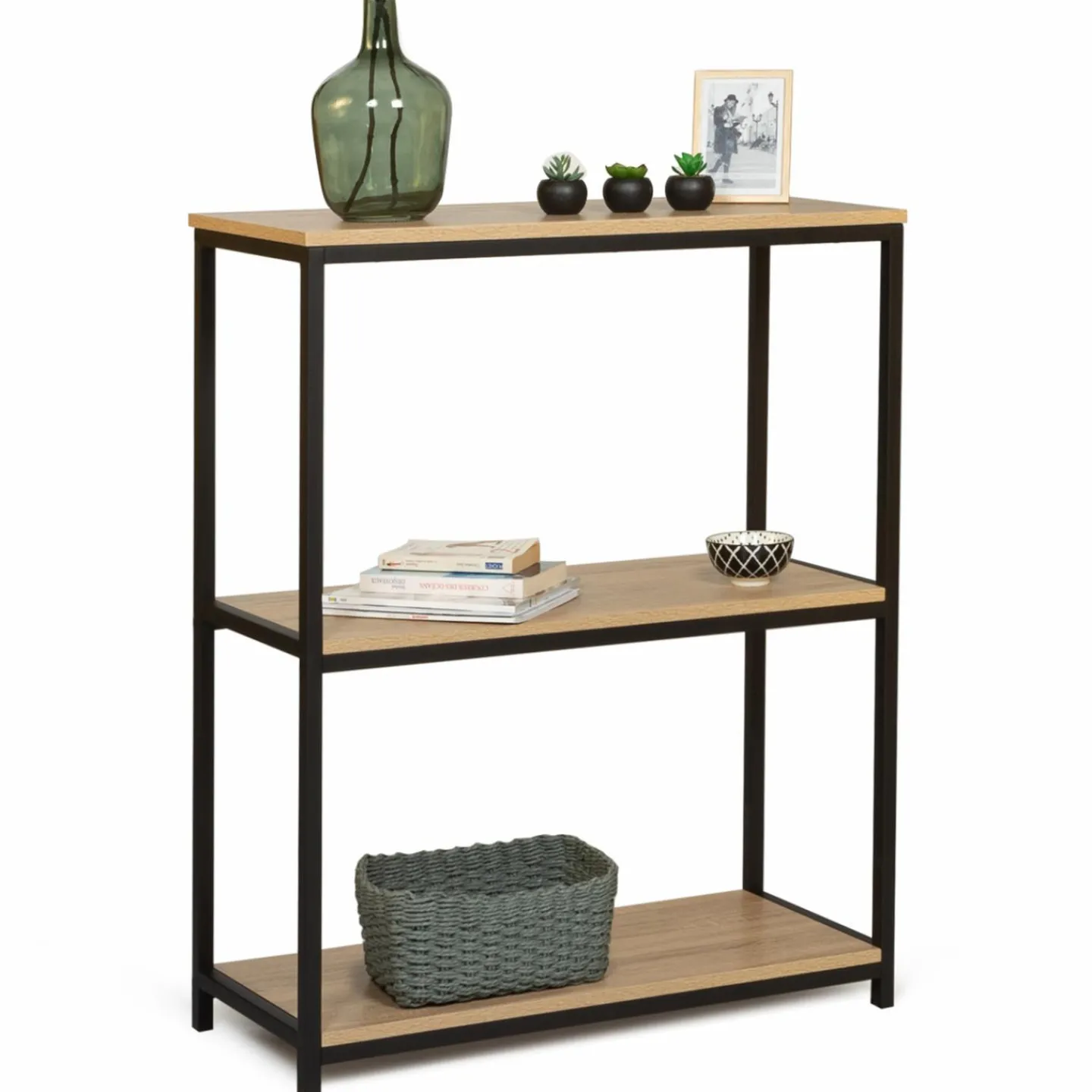 Étagère pour entrée bois et métal noir*IDMarket Clearance