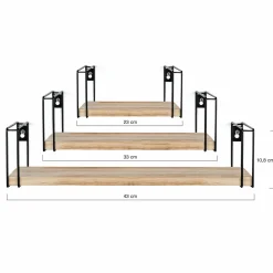 Étagères murales style industriel en bois et métal noir*IDMarket Outlet