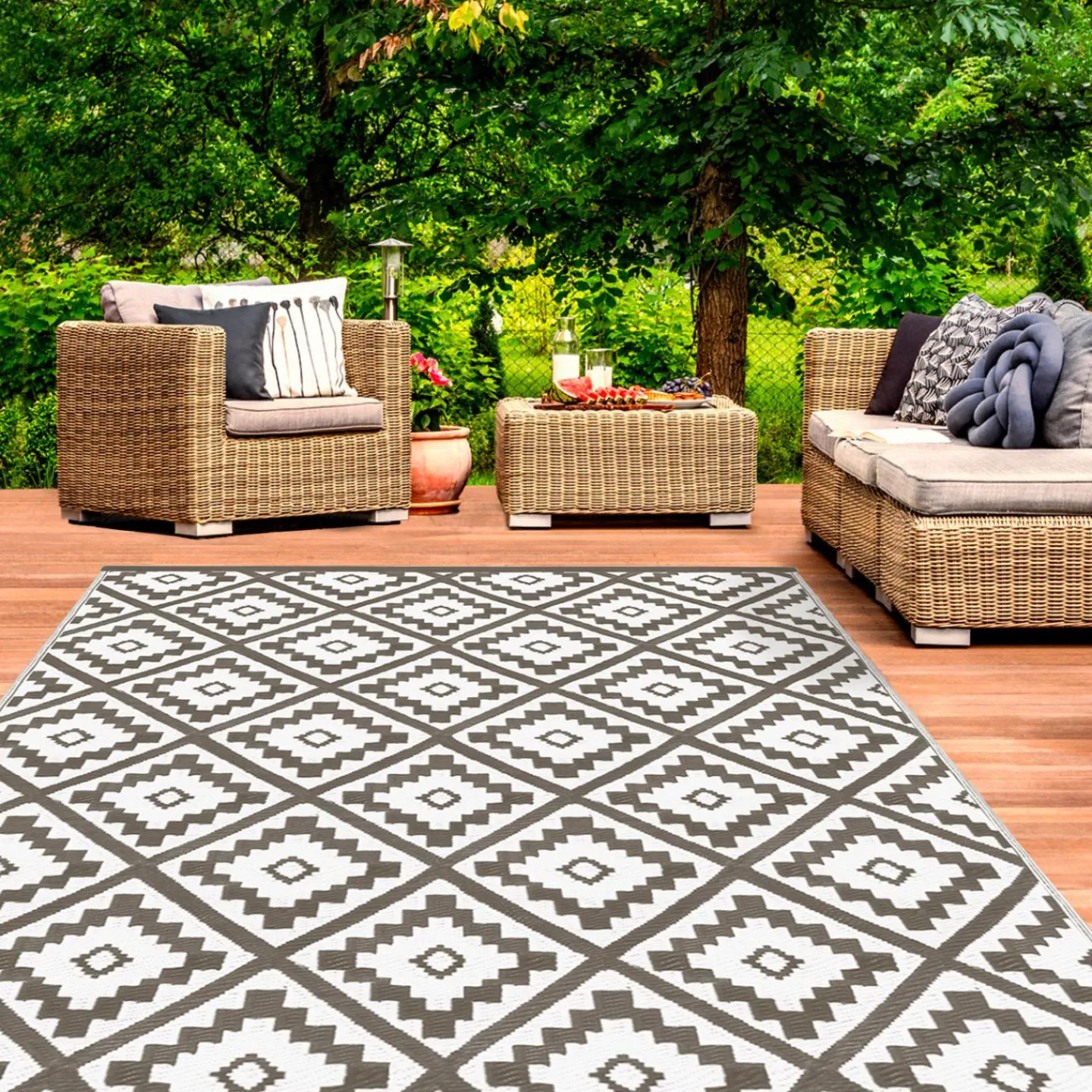 Tapis d'extérieur pour terrasse couleur taupe*IDMarket Sale