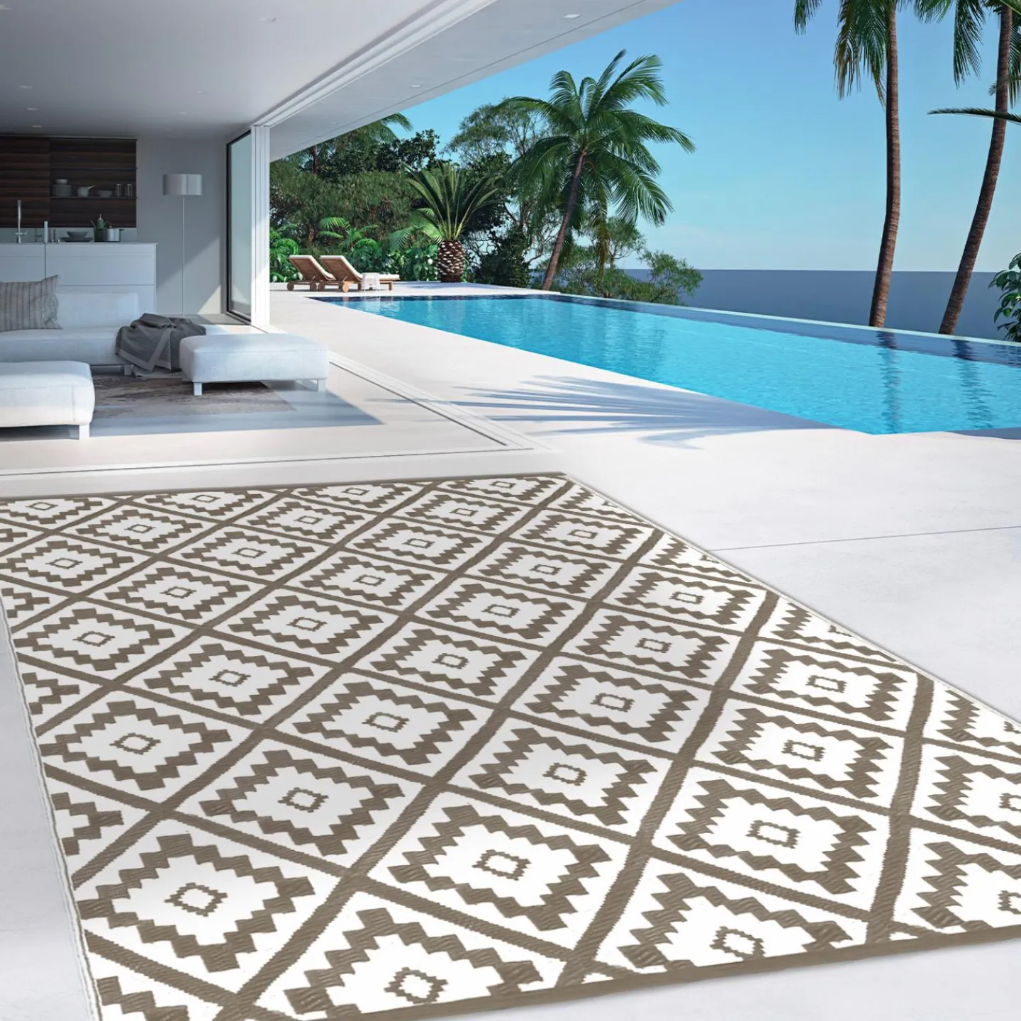 Tapis d'extérieur pour terrasse couleur taupe*IDMarket Sale