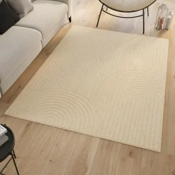 Tapis d'intérieur rectangle à motifs circulaire beige 160 x 220 cm*IDMarket New