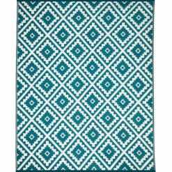 Tapis extérieur bleu canard motifs géométriques 180 x 280 cm*IDMarket New