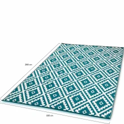 Tapis extérieur bleu canard motifs géométriques 180 x 280 cm*IDMarket New