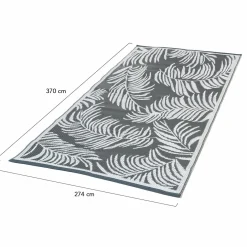 Tapis extérieur gris et blanc motifs tropicaux 270 x 370 cm*IDMarket Outlet