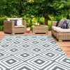 Tapis extérieur jardin motifs géométriques gris et blanc 270 x 370 cm*IDMarket Discount