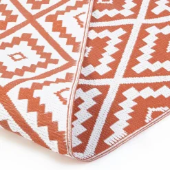Tapis extérieur terracotta motifs géométriques 270 x 370 cm*IDMarket