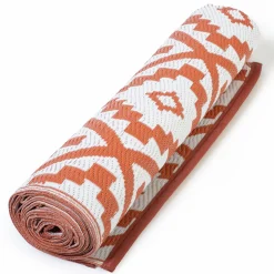 Tapis extérieur terracotta motifs géométriques 270 x 370 cm*IDMarket