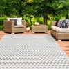 Tapis extérieur terrasse motifs ronds beiges et blancs 180 x 280 cm*IDMarket