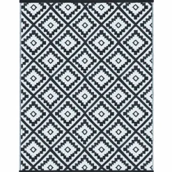 Tapis extérieur terrasse motifs géométriques noir et blanc 270 x 370 cm*IDMarket Discount
