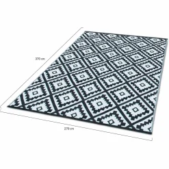 Tapis extérieur terrasse motifs géométriques noir et blanc 270 x 370 cm*IDMarket Discount