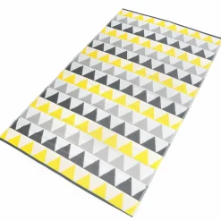 Tapis extérieur terrasse motifs triangles gris et jaune 180 x 280 cm*IDMarket