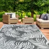 Tapis extérieur terrasse motif tropical gris et blanc 160 x 260 cm*IDMarket Online