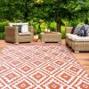 Tapis extérieur terrasse motifs géométriques terracotta et blanc 160 x 260 cm*IDMarket Clearance