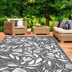 Tapis extérieur 180x280 cm gris et blanc*IDMarket Hot