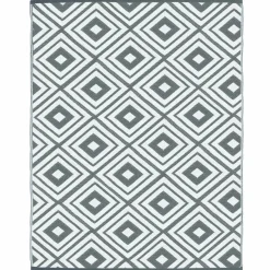 Tapis jardin motifs géométriques gris et blanc 180 x 280 cm*IDMarket Outlet