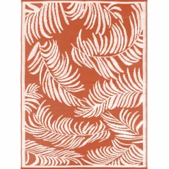 Tapis tropical d'extérieur terracotta et blanc*IDMarket