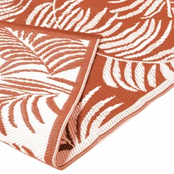 Tapis tropical d'extérieur terracotta et blanc*IDMarket