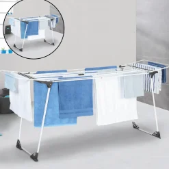 Étendoir pliable et extensible de 160 à 211 cm gris et blanc*IDMarket Sale