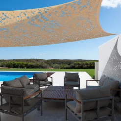 Toile ombrage carré 4x4m camouflage sable*IDMarket Hot