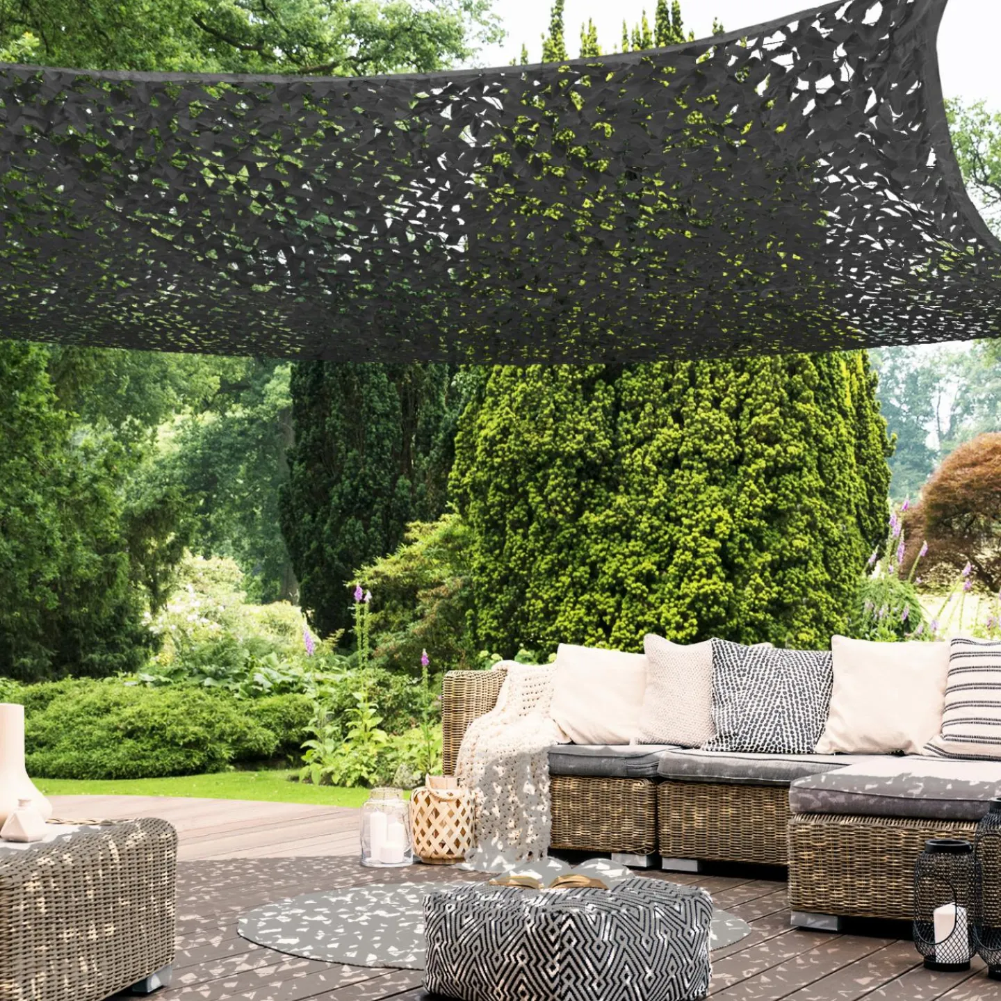 Toile ombrage rectangulaire camouflage gris 3x4 m*IDMarket Sale