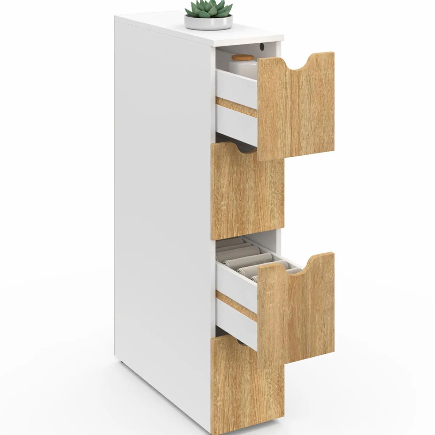 Tour de rangement à roulettes 4 tiroirs*IDMarket Outlet