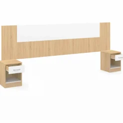 Tête de lit à chevets modulables bois et blanc*IDMarket New
