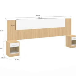 Tête de lit à chevets modulables bois et blanc*IDMarket New