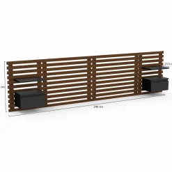 Tête de lit 240 cm en lattes façon bois vieilli avec chevets et étagères noires*IDMarket Sale