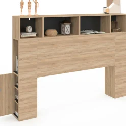 Tête de lit avec rangement intégré bois façon hêtre et noir 145 cm*IDMarket Clearance